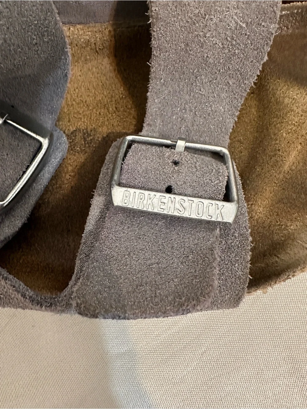 Birkenstock  women’s  Suede Double Strap Sandals in Gray